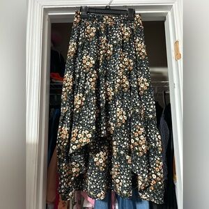 Hayden Textured Floral Print Midi Skirt
